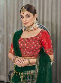 Remarkable Green Georgette Embroidered A Line Lehenga Choli - 3