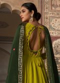 Remarkable Green Georgette Embroidered Designer Gown for Engagement - 3