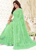 Remarkable Green Net Embroidered Designer Traditional Saree - 1