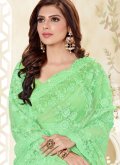 Remarkable Green Net Embroidered Designer Traditional Saree - 3