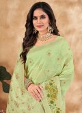 Remarkable Green Silk Embroidered Contemporary Saree - 1