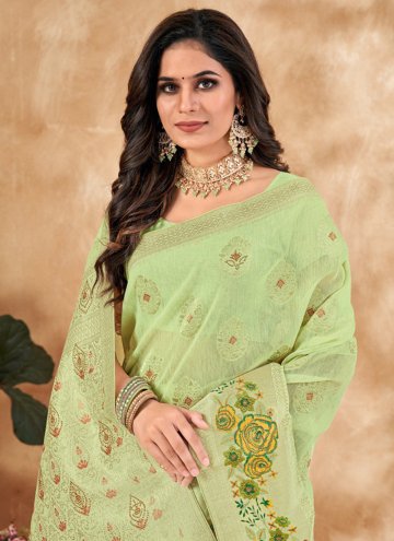 Remarkable Green Silk Embroidered Contemporary Saree