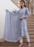 Remarkable Grey Cotton  Embroidered Salwar Suit - 2