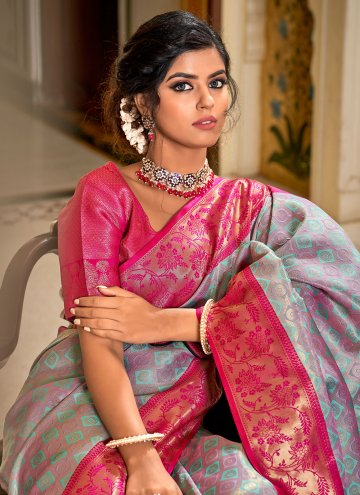 Remarkable Multi Colour Banarasi Jacquard Work Designer Saree