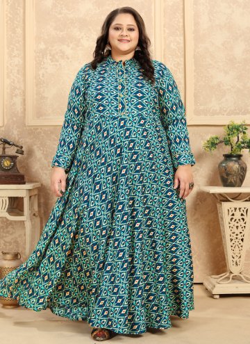 Remarkable Multi Colour Rayon Printed Gown
