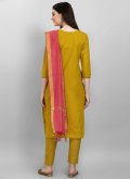 Remarkable Mustard Cotton Silk Embroidered Salwar Suit - 1
