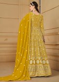 Remarkable Mustard Faux Georgette Embroidered Trendy Salwar Suit - 1