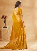 Remarkable Mustard Pure Georgette Woven Contemporary Saree - 2