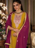 Remarkable Mustard Silk Embroidered Salwar Suit for Ceremonial - 2