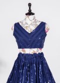 Remarkable Navy Blue Georgette Embroidered A Line Lehenga Choli - 1