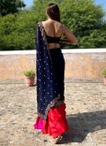 Remarkable Navy Blue Georgette Embroidered Classic Designer Saree for Casual - 1