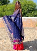 Remarkable Navy Blue Georgette Embroidered Classic Designer Saree for Casual - 2