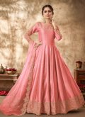 Remarkable Pink Art Silk Embroidered Designer Anarkali Salwar Kameez - 2