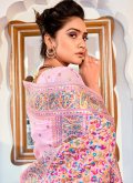 Remarkable Pink Satin Silk Woven Contemporary Saree - 1