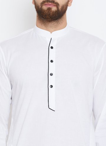 Remarkable Plain Work Cotton  White Kurta Pyjama