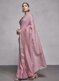 Remarkable Plain Work Georgette Pink Contemporary Saree - 1