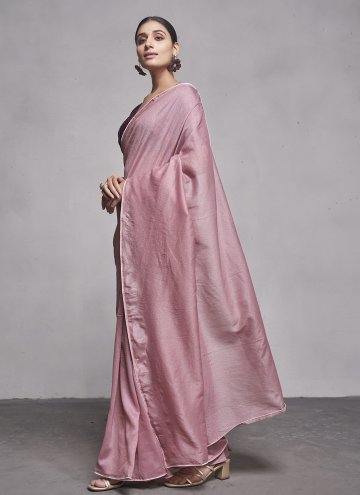 Remarkable Plain Work Georgette Pink Contemporary Saree