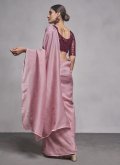 Remarkable Plain Work Georgette Pink Contemporary Saree - 2