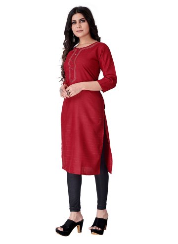 Remarkable Print Cotton  Red Casual Kurti