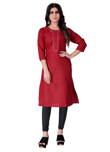 Remarkable Print Cotton  Red Casual Kurti
