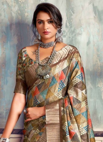 Remarkable Print Silk Multi Colour Contemporary Saree