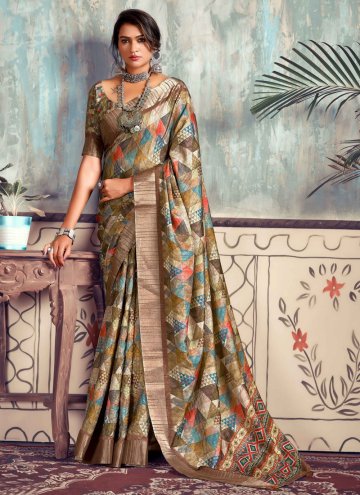 Remarkable Print Silk Multi Colour Contemporary Saree