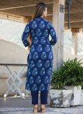 Remarkable Printed Cotton  Blue Party Wear Kurti - 2