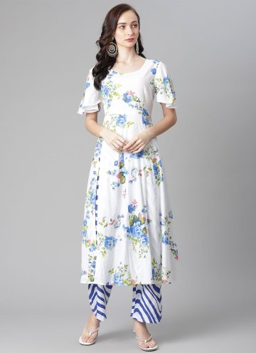 Remarkable Printed Cotton  White Casual Kurti
