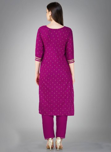 Remarkable Purple Cotton  Embroidered Trendy Salwar Suit