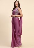 Remarkable Purple Imported Embroidered Classic Designer Saree for Ceremonial - 2