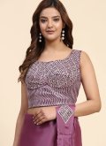 Remarkable Purple Imported Embroidered Classic Designer Saree for Ceremonial - 4