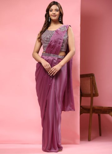 Remarkable Purple Imported Embroidered Classic Des