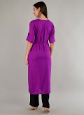 Remarkable Purple Rayon Plain Work Salwar Suit for Casual - 1