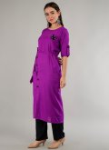 Remarkable Purple Rayon Plain Work Salwar Suit for Casual - 2