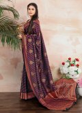 Remarkable Purple Satin Silk Woven Trendy Saree - 3
