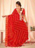 Remarkable Red Georgette Border Contemporary Saree - 1