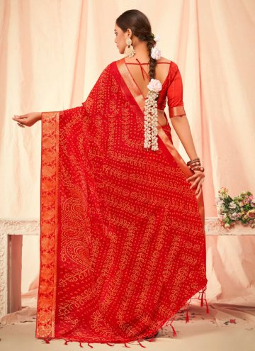 Remarkable Red Georgette Border Contemporary Saree