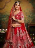 Remarkable Red Silk Embroidered Designer Lehenga Choli for Engagement - 2