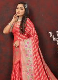 Remarkable Red Silk Meenakari Contemporary Saree - 1