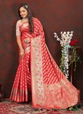 Remarkable Red Silk Meenakari Contemporary Saree - 3