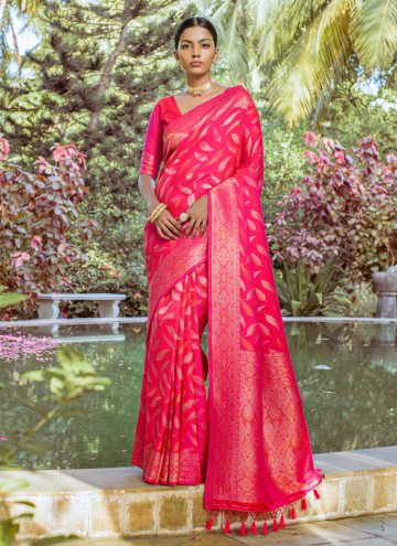 Remarkable Red Silk Woven Trendy Saree