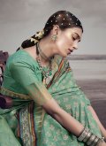 Remarkable Sea Green Silk Digital Print Trendy Saree - 1