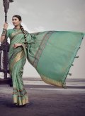 Remarkable Sea Green Silk Digital Print Trendy Saree - 3