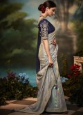 Remarkable Silver Fancy Fabric Fancy work Contemporary Saree - 2
