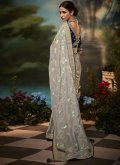 Remarkable Silver Fancy Fabric Fancy work Contemporary Saree - 3