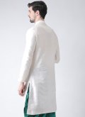Remarkable White Art Dupion Silk Embroidered Kurta - 1