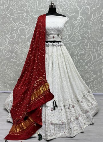 Remarkable White Georgette Lucknowi Work A Line Le