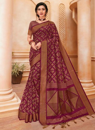 Remarkable Woven Cotton Silk Purple Trendy Saree