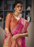 Remarkable Woven Handloom Silk Pink Trendy Saree - 1