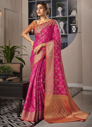 Remarkable Woven Handloom Silk Pink Trendy Saree